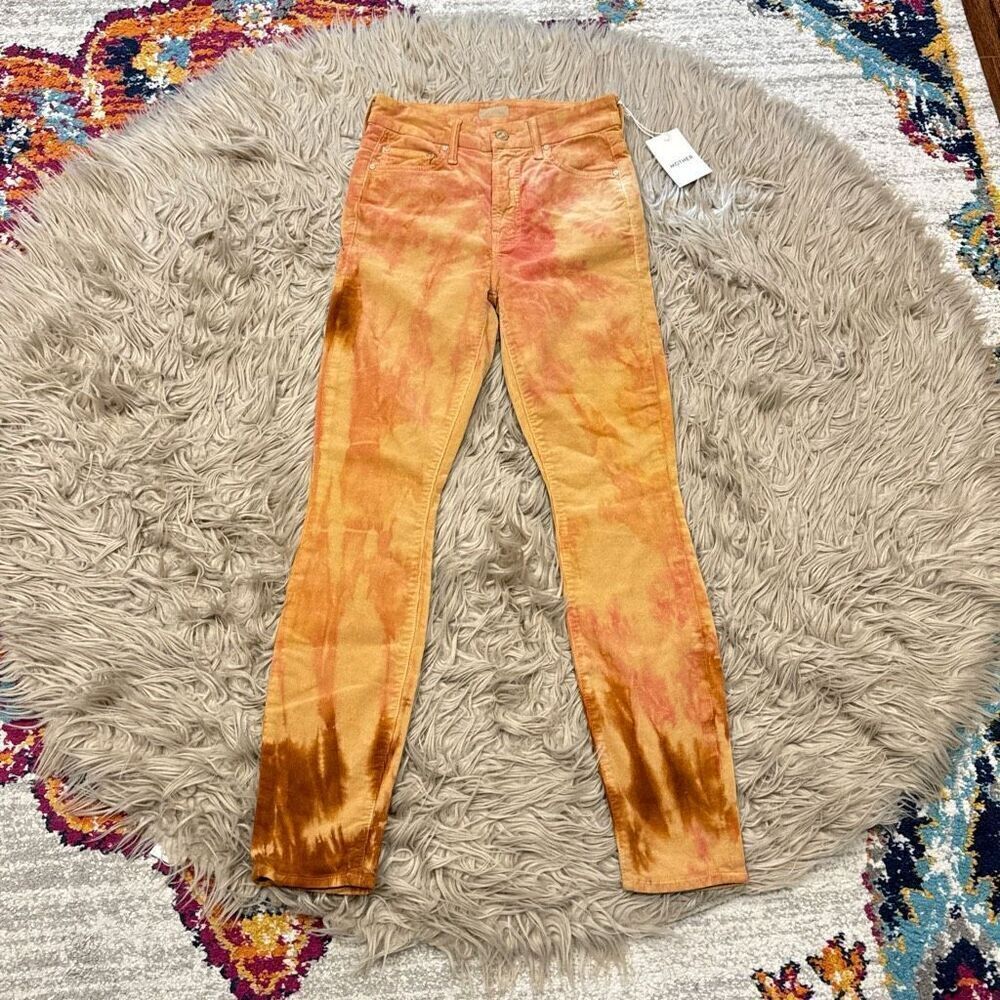 NWT Mother jeans the high waisted looker jeans size 24 tie dye corduroy style